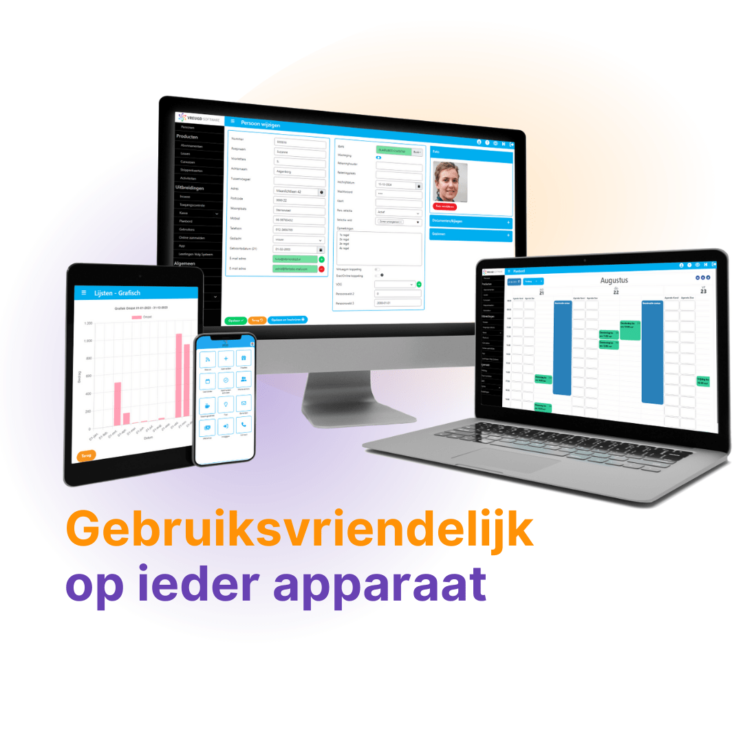 Ledensoftware VreugdOnline te zien op meerdere apparaten