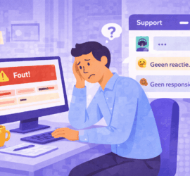 Beheerder zit thuis achter de computer en loopt vast in ledensoftware door trage of ontbrekende support.